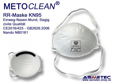 METOCLEAN face mask KN95, 5 layers, disposable, box with 20 masks, Nando legalised by NB0161