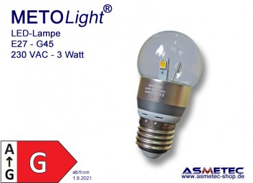 LED-Lampe E27 - G45, 3W, 250 lm, Klarglas, tagweiß