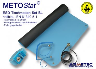 ESD-Tischmatten-Set TM-1009-BL, hellblau