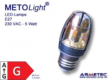 METOLIGHT LED-E27-Q8, 5W, dimmable- www.asmetec-shop.de