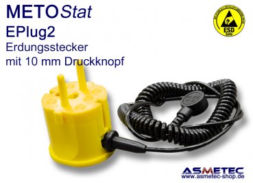 ESD-Erdungsstecker EPlug2, 1 x 10 mm Druckknopf mit Spiralkabel