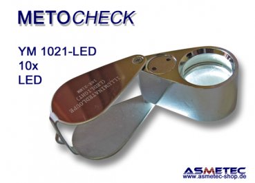 METOCHECK-YM1021-LED, 10fach aplanat Triplex-Lupe mit LED