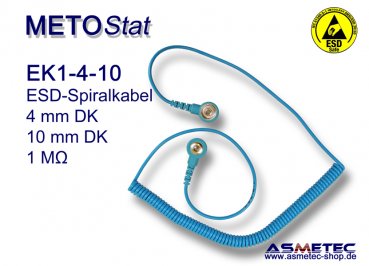 METOSTAT ESD-Erdungskabel-EK1, 4 / 10 mm Druckknopf - www.asmetec-shop.de