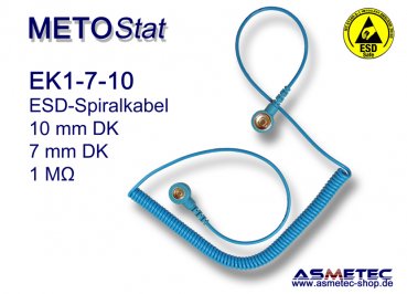 METOSTAT ESD-coil-cord-EK1, 2x 10 mm snap - www.asmetec-shop.de