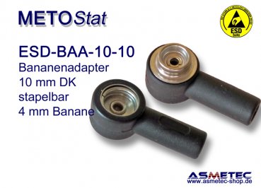 ESD-Bananen-Adapter BAA-10-10, 2 x 10 mm Druckknopf, 1 x Bananenbuchse