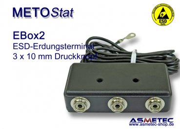 Metostat ESD grounding terminal EBOX2, 3 x 10 mm snap - www.asmetec-shop.de
