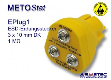 Metostat Grounding Plug EPlug1, 3 x 10 mm snap - www.asmetec-shop.de