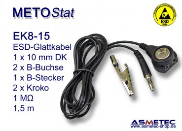 ESD coil cord EK8 for floor mats, 10 mm snap - www.asmetec-shop.de