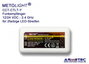 LED-Steuerung CTLT-Y, Bicolor 12/24 VDC - 144 Watt, IP20, 2.4 GHz Funkempfänger