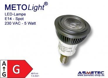 METOLIGHT LED-spot, E14, 5 Watt, 450 lm- www.asmetec-shop.de