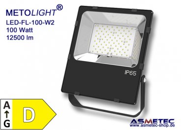 METOLIGHT LED Flutstrahler FL-100-W2, 100 Watt, 12500 lm, IP65 - www.asmetec-shop.de