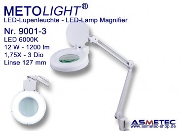 METOLIGHT LED-Lupenleuchte 9001-3, 1,75fach, 12 Watt, 1200 lm
