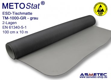 ESD-Table-Mat TM-1000-GR, grey, roll 100 cm wide, 10 m long