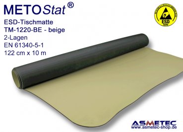 ESD-Tischmatte TM-1220-BE, beige,  Rollenware 122 cm breit, 10 m lang