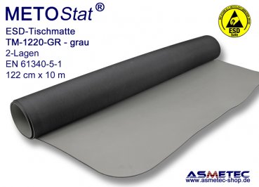 ESD-Tischmatte TM-1220-GR, grau,  Rollenware 122 cm breit, 10 m lang