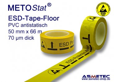 ESD-PVC-Glue-Tape 50-66-Floor, 50 mm wide, 66 m long, yellow, floor marking tape, 0,07 mm thick