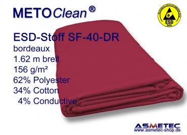 ESD fabric SF40-DR, bordeaux, 156 g/sqm, 4% carbonated yarn - Kopie