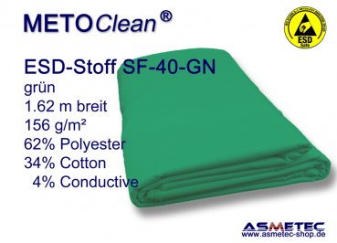 ESD fabric SF40-GN, green, 156 g/sqm, 4% carbonated yarn