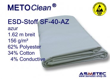 ESD fabric SF40-AZ, azure, 156 g/sqm, 4% carbonated yarn