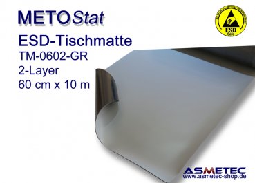 ESD tablke mat TM-0602-10-GR, light grey, 60 cm x 10 m