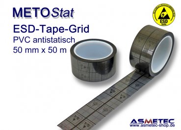 ESD-PVC-Glue-Tape 50-50-CL, 50 mm wide, 50 m long, clear-grid