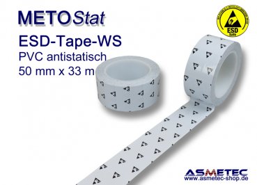 ESD-PVC-Glue-Tape 50-33-WS, 50 mm wide, 33 m long, white