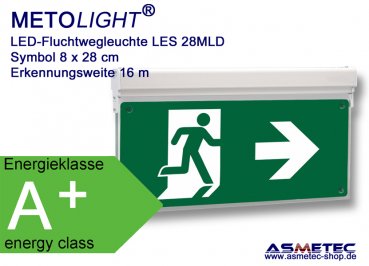 LED-Emergency Exit luminaire LES-28-MLD, IP40, maintained, double sided