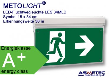 LED-Emergency Exit luminaire LES-34-MLD, IP40, maintained, double sided