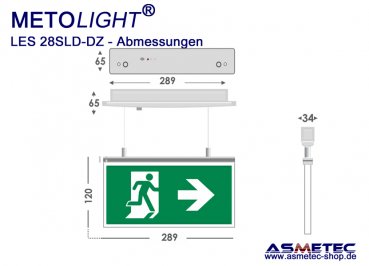 LED-Emergency Exit luminaire LES-28-SLD-DZ, IP30, maintained, double sided