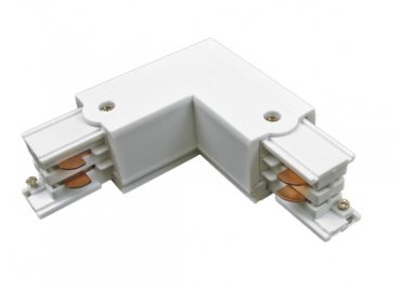 Stromschienen-L-Verbinder, 3 Phasen, weiß, Erdung außen