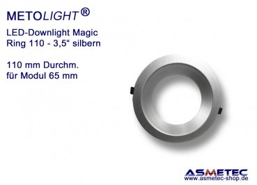 LED Downlight METOLIGHT-Magic - luminaire ring 110 mm, silver-metallic