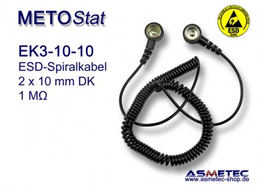 ESD Coil cord strap EK3-10-10, 2 x 10 mm snap