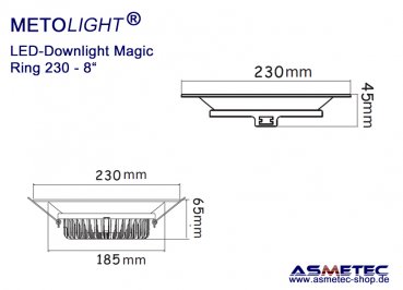 LED Downlight METOLIGHT-Magic - luminaire ring 230 mm, silver-metallic