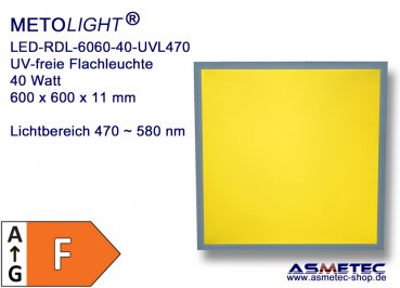 Yellow Room LED-Grid-Light RDL-UVL-470-6060-40, 40 Watt, UV-free below 470 nm