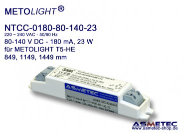 LED-driver NTCC-0180-80-140-23 for T5-LED-tubes HE 849, 1149, 1449 mm