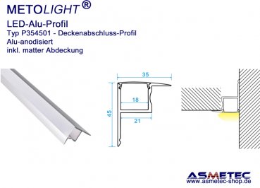 LED-Aluminium Profile P354501, alu, under plaster, 2 m long