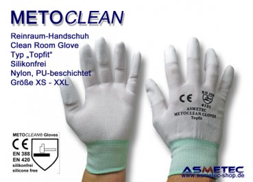 METOCLEAN Clean room gloves "Topfit", size L