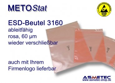 ESD-Verpackungsbeutel 3160, mit Druckverschluss, 100 x 150 mm, 100 St je Packung