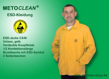 Metoclean ESD-Jacket CX40-GE-XXL yellow, size XXL