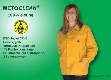 METOCLEAN ESD-Jacket CX40-GE, yellow - www.asmetec-shop.de