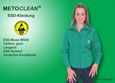 Metoclean ESD-Bluse WS40-GN-XL, grün, Größe XL