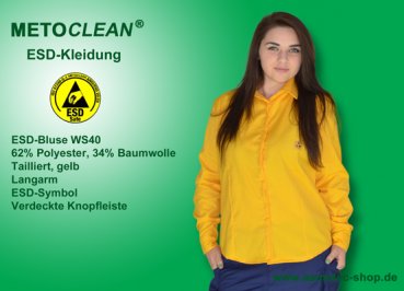 Metoclean ESD-Bluse WS40-GE-XXL, gelb, Größe XXL