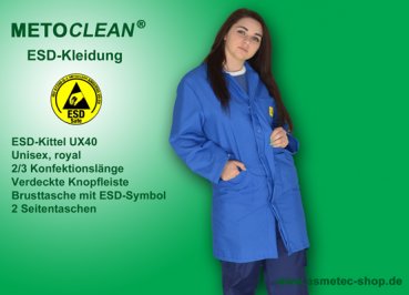 METOCLEAN ESD-Smock UX40-RB, royal blue - www.asmetec-shop.de