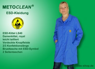 Metoclean ESD-Smock LS40-RB-L, royal blue, size L