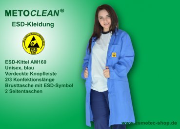 Metoclean ESD-Smock AM160D-B-3XL, blue, size 3XL