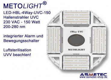 LED-HBL-4Way-UVC-150, UVC-Hallenleuchte 200-280 nm, 150 Watt
