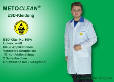 Metoclean ESD-Smock-KL160AD-W-3XL, white, size 3XL