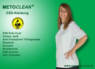 Metoclean ESD-Poloshirt PL-Cool-W-M, Kurzarm, weiß, Größe M