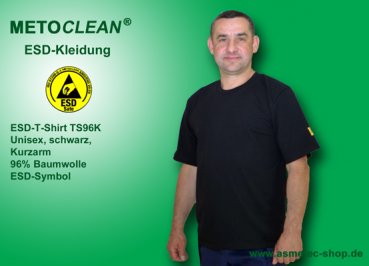 Metoclean ESD-T-Shirt TS96K-SW-XXL, Kurzarm, schwarz, Größe XXL