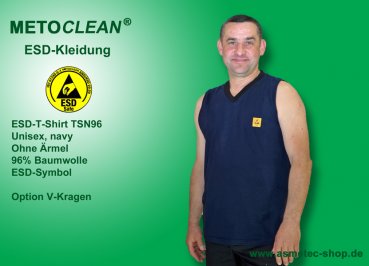 Metoclean ESD-T-Shirt TSN96V-NB-3XL, no sleeves, navy blue, size 3XL